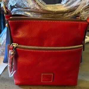 Dooney & Bourke Red Crossbody Bag with Gold Hardware